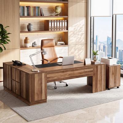 BLUEBELL 78.7 Inch L-shaped Executive Desk with Mobile File Cabinet