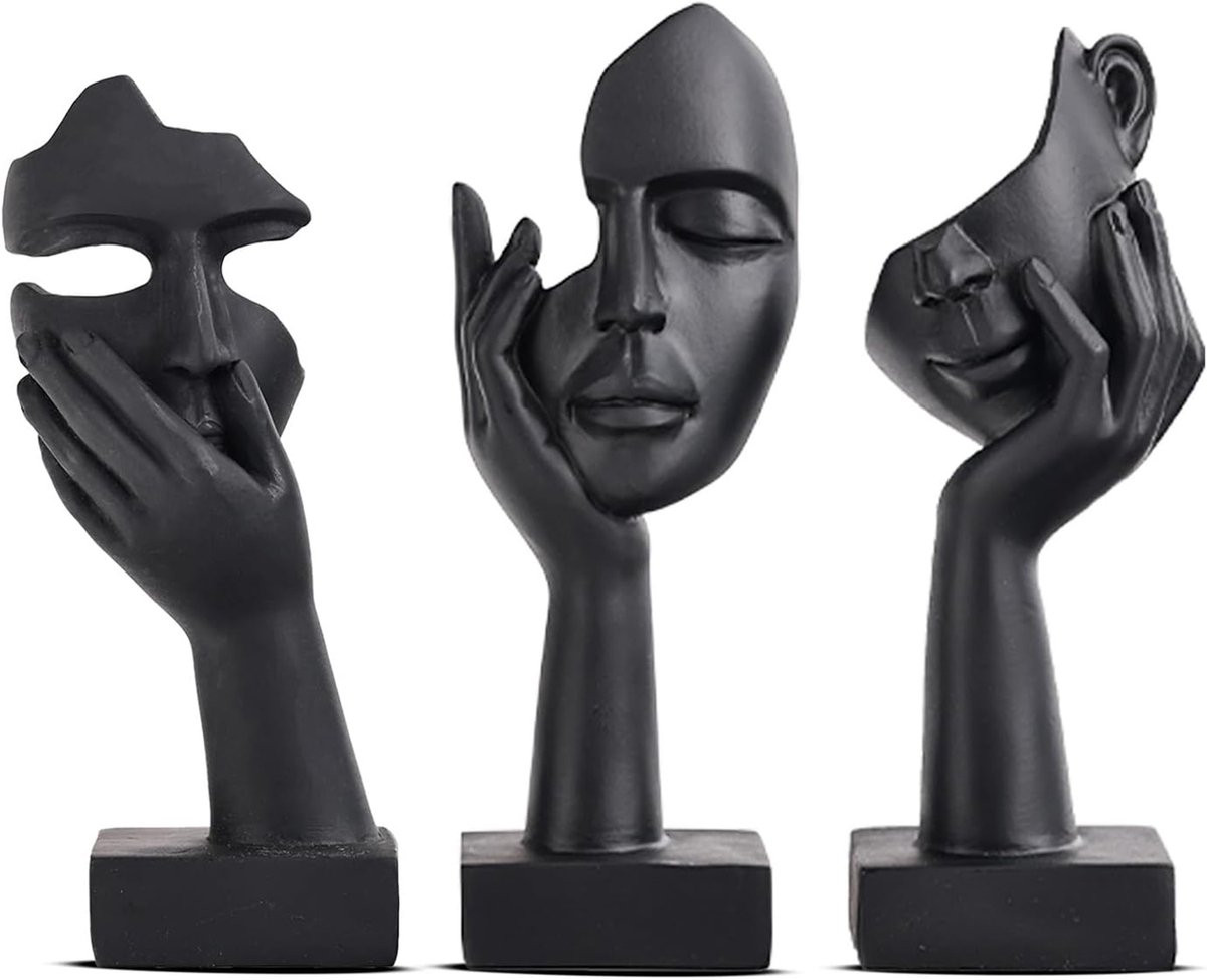 AIMASON Abstracte Figuren Decoratie Set van 3 – Moderne Kunst Beelden – Zwart