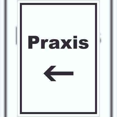 HB-Druck Praxis Aufkleber mit Text und Richtungspfeil links Arzt Gesundheit hochkant A1 (594x841mm)