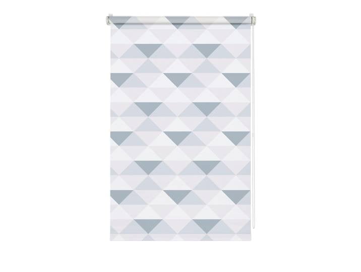 Seitenzugrollo GARDINIA Easyfix Rollo Triangle Gr. 3, grau (grau, weiß), B:45cm H:150cm, Polyester, Rollos, Seitenzugrollo, mit Triangle Motiv