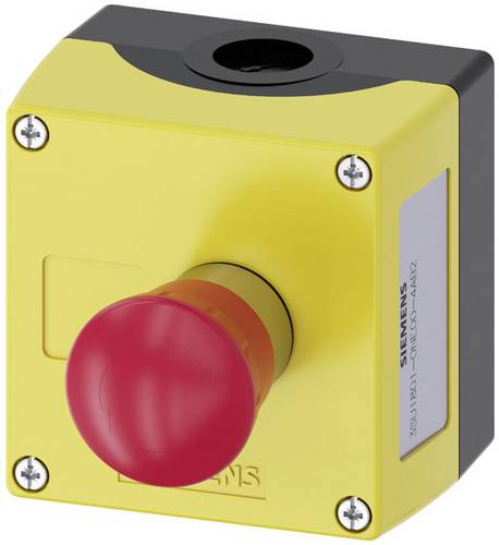Siemens 3SU18010NE004AB2 3SU1801-0NE00-4AB2 Gehäuse für Bodenbefestigung, mit Schild 1 Taste Rot, Schwarz Drehentriegelung 1St.