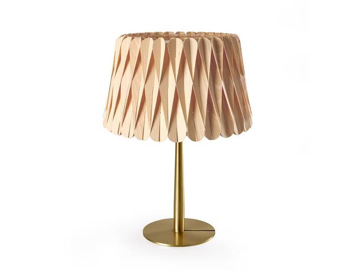 LZF LUZIFER lampe de table LOLA MEDIUM base or (Hêtre naturel - Vernis à bois)