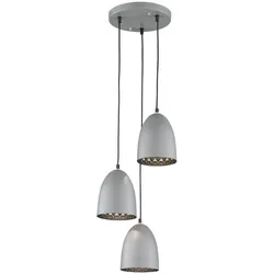 Hängelampe Hängeleuchte Pendelleuchte Pendellampe Esszimmerlampe, 3 Flammig, Metall titanfarben, 3x E14 Fassungen, DxH 24x150cm