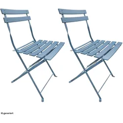 HTI-Living, Gartenstühle, Gartenstuhl 2er-Set Basil Metall Blau