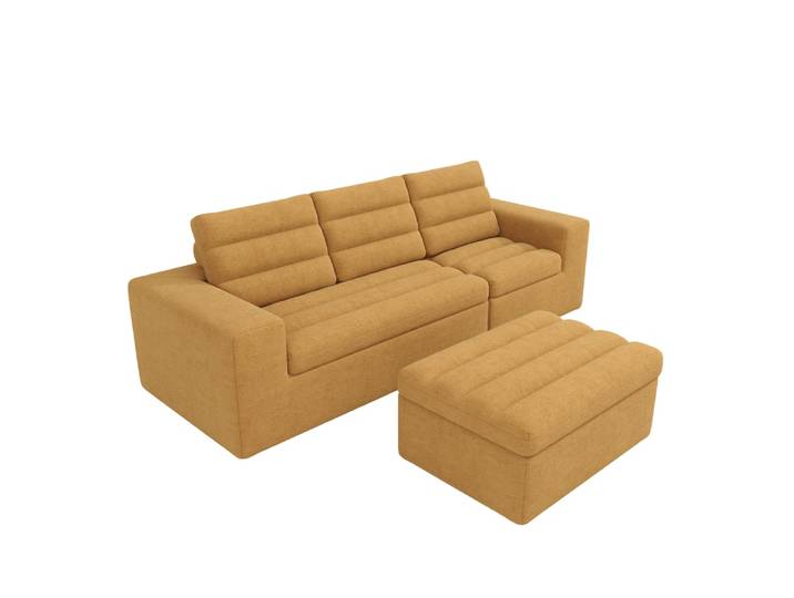 Canapé d’angle modulable en chenille orange