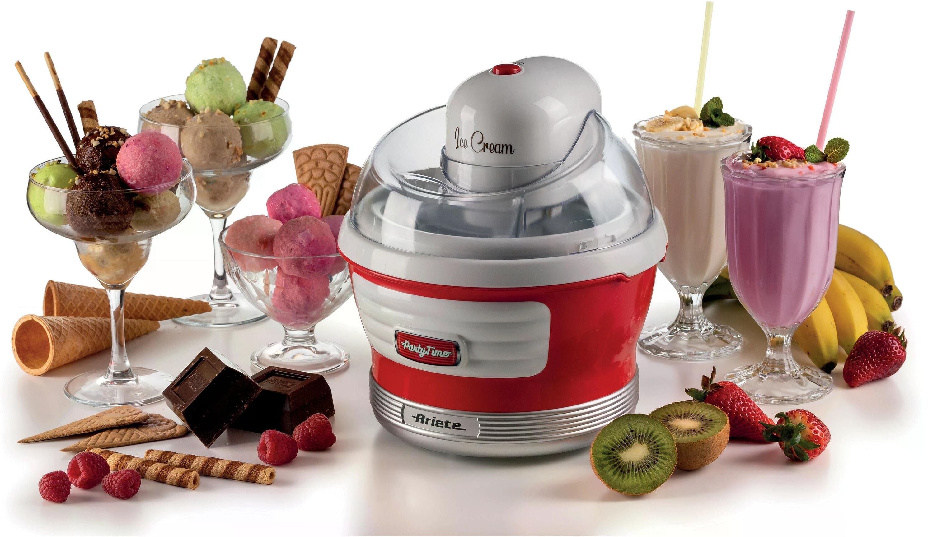 Ariete Eismaschine "Party Time", rot (rot, weiß), Eismaschinen, Eismaschine rot, weiß Einheitsgröße