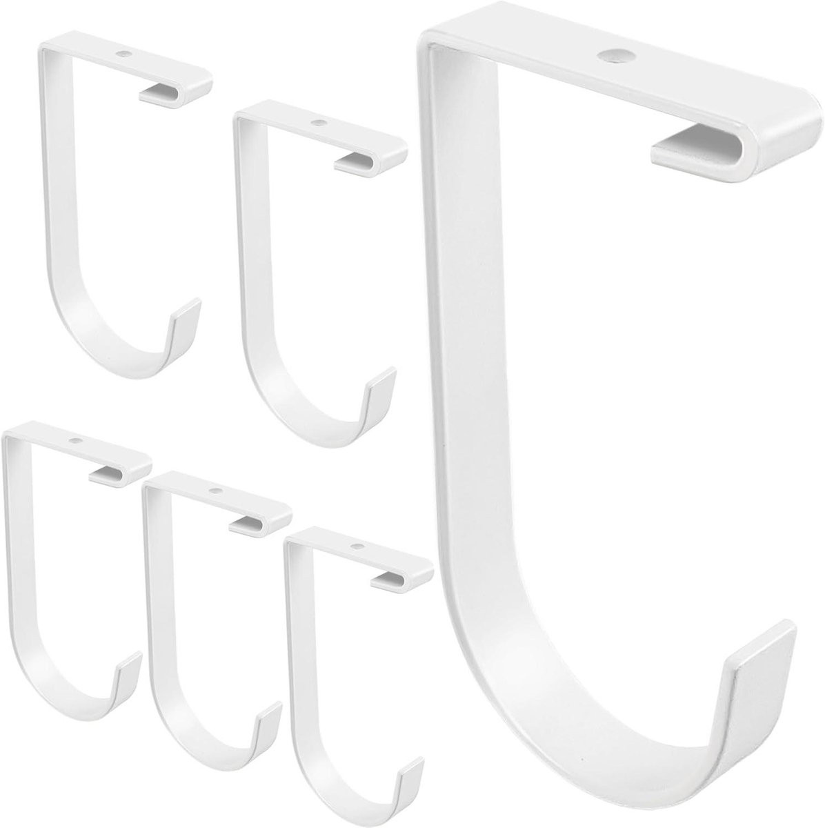 Set van 6 Heavy Duty stalen garagehaken voor organisatie in het wit