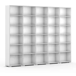 Bücherregal SILVER LINE, 5 Reihen, 2230 x 3000 x 400 mm, weiß