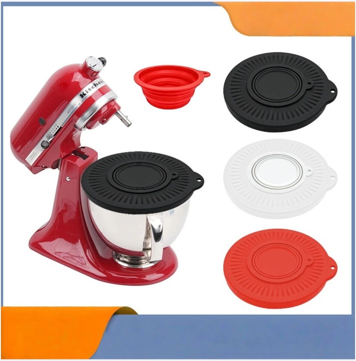 INF Silikon-Spritzschutz, kompatibel mit KitchenAid 4.5-5 Quart Neigekopf-Rührgerät – Spritzfeste Schüsselabdeckung Weiß