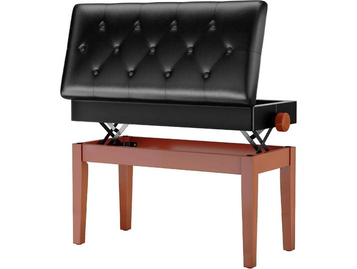 Banc de piano double robuste avec rangement, hauteur réglable, bancs de piano pour duo avec coussin en cuir, banc de piano jusqu'à 200 kg