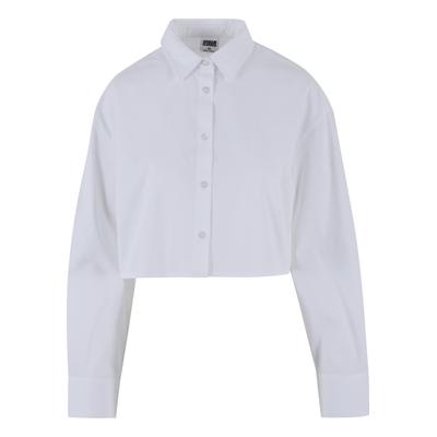 Klassische Bluse URBAN CLASSICS "Urban Classics Damen Ladies Cropped Oversized Blouse", Damen, Gr. 5XL, weiß, 69% Baumwolle, 29% Polyester, 2% Elasthan, Blusen Bluse