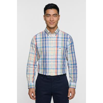 Langarmhemd GANT "REGULAR POPLIN MULTICHECK SHIRT", Herren, Gr. XL, N-Gr, bunt (misty mint), Web, Obermaterial: 100% Baumwolle, kariert, regular fit normal, Rundhals, eingesetzt Manschette, Hemden, Regular fit mit buntem Karomuster