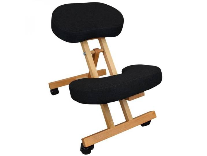 Siège assis-genoux en bois pliable et réglable - VIVEZEN - Noir - Ergonomique