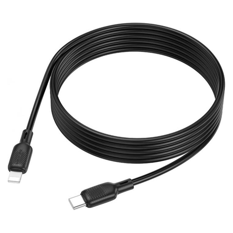 Borofone - Data Cable Lenny Series (BX113) - Type-C to Lightning, 3A, 27W, Silicone, 2m - Black (2 m, 27 W) (64686509)