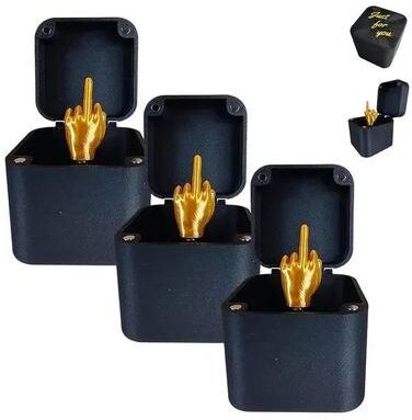 Uplifted Finds Funny Middle Finger In a Box Prank Prop Hilarious Creative Desk Ornament & Gag Gift 3 Pcs