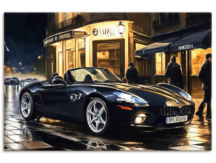 Artland BMW Z8 nachts in Paris Auto 1 Stk. tlg. als Alubild, Leinwandbild, Poster, Wandaufkleber in verschied. Grössen