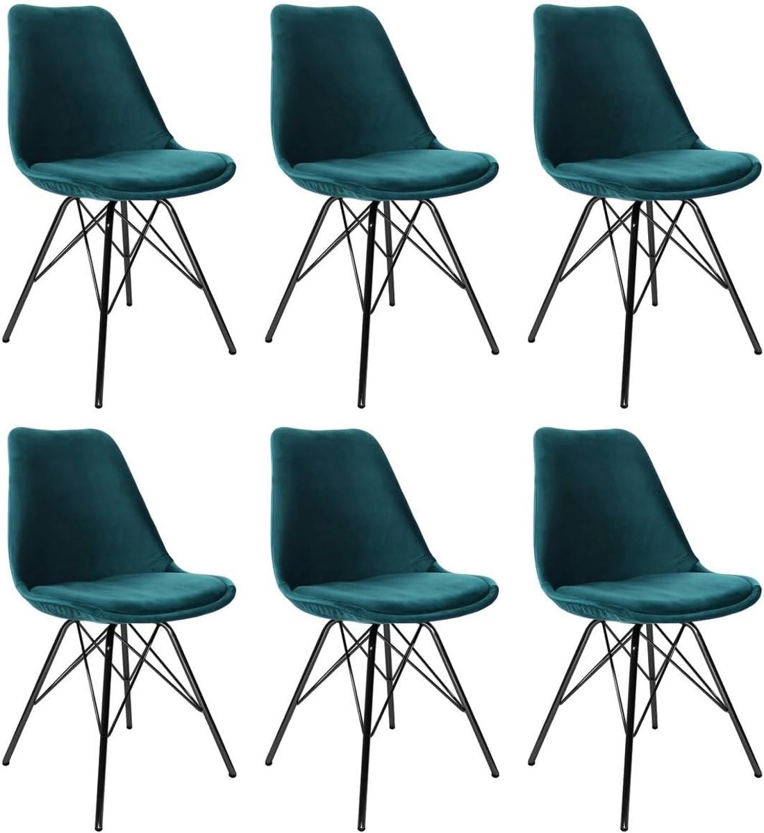 Set van 6 Kick kuipstoelen Velvet - Blauw