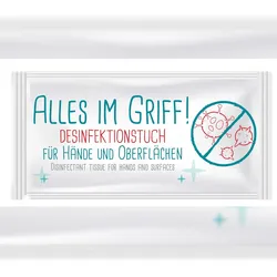 Desinfektionstücher einzeln verpackt -Alles im Griff- 2in1 für Hände und Oberflächen  1 Stück