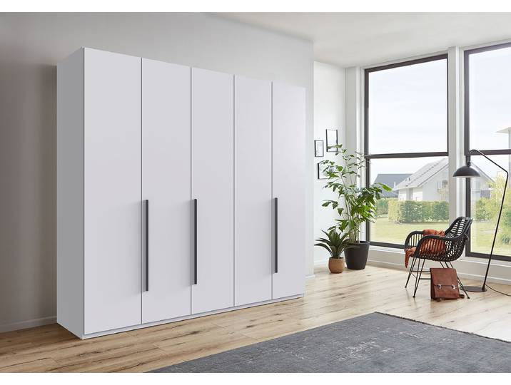 Drehtürenschrank London 225cm Weiß/Weiß Comfort Schwarz