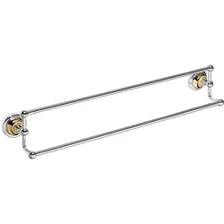 Brillantbad BETRO GOLD Doppelhandtuchhalter Messing Gold Chrom 660x125x115 mm für Bad & WC >> zum Bohren
