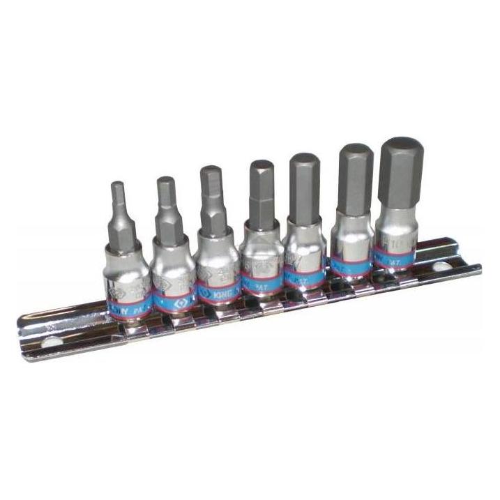 King Juego de vasos 1/4" Torx sobre rail - 7piezas (2127PR)