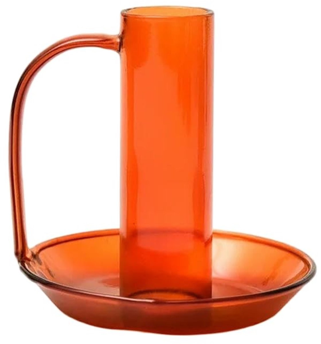 Glazen kandelaar met handvat - Decoratieve tafelstandaard