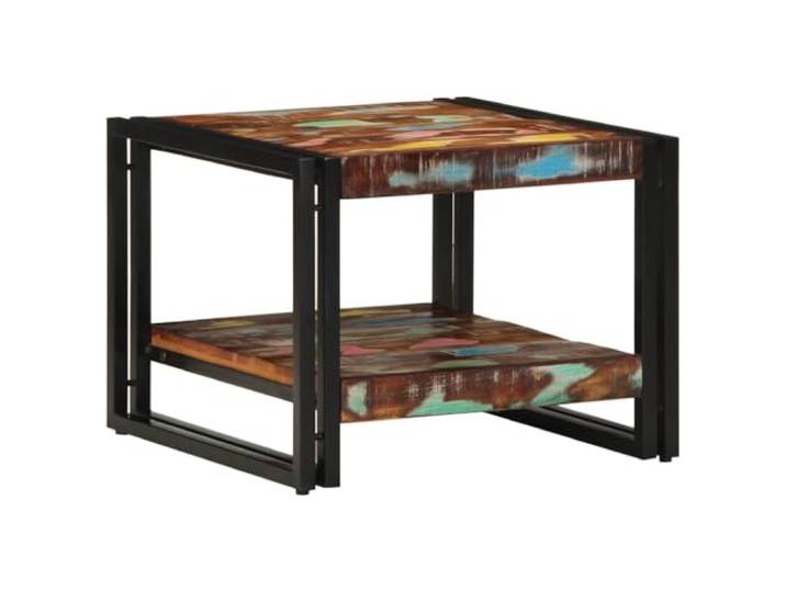 Couchtisch Mehrfarbig 50x50x38 cm Altholz Massivholz mit Eisengestell Recyceltes Altholz, einzigartige Maserung, pflegeleichte Oberfläche, robustes Eisengestell, vielseitig nutzbar