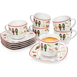 Sänger Geschirr, Tasse, Kaffeetassen Set Bilgola Nussknacker Design (175 ml, 12x)