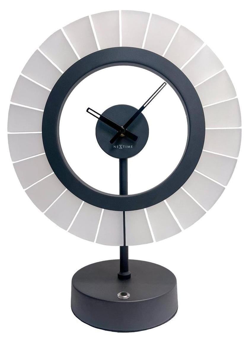 NeXtime Tafel lamp met klok Ting, dimbaar, champagnegoud/zwart, B/D/H: 33 x 16 x 42 cm