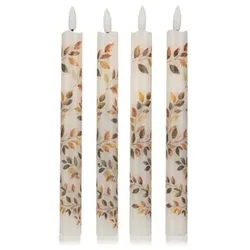 ELAMBIA 4 LED-Stabkerzen Blätter-Design Flamme Luma, Timer Höhe 24,5cm, Ø 2,2cm