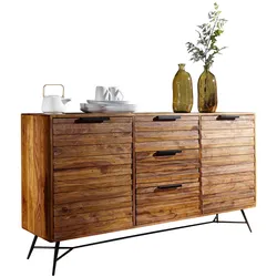 WOHNLING Design Sideboard NISHAN 160 x 40 x 88 cm Sheesham Massiv Holz