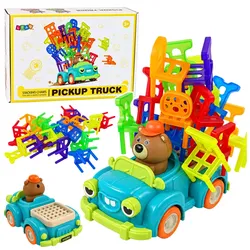Familien-Arcade-Spiel: Umfallende Stühle, bewegliches Zielauto, Teddybär