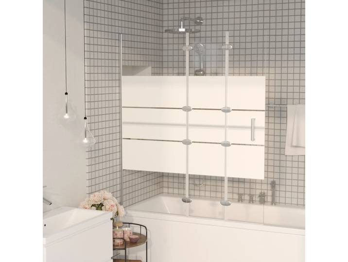 vidaXL Faltbare Duschkabine ESG 120x140 cm Weiß