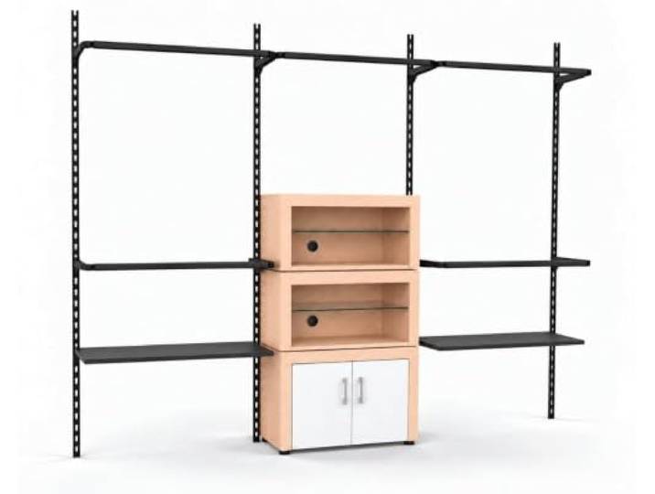 Aigentlich Wandschienensystem Set New York+Böden Begehbarer Kleiderschrank (Anthrazit, Schwarz)