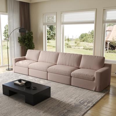 HELIA "154.4"" Modular Cloud Sofa Linen Couch with Deep Seating Cushions Removable Washable Covers"