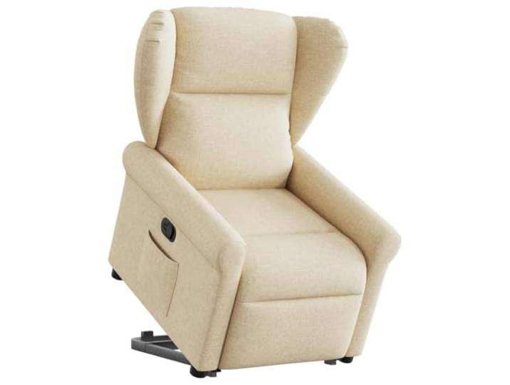 WHOPBXGAD Stoff Elektrische Aufstehhilfe Relaxsessel Creme Relaxsessel mit Aufstehhilfe Creme Stoff elektrisch verstellbar bis 135 Grad TV Sessel mit Seitentasche