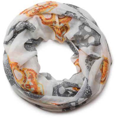 Loop STYLEBREAKER "Loop mit Sugar Skull Totenkopf Print", Damen, weiß, Obermaterial: 100% Viskose CV., Modisch, Modetücher Loop