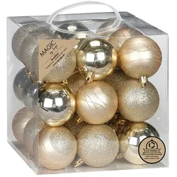 27 Weihnachtskugeln Kunststoff 6cm bruchsicher & mit Glitzer Christbaumkugeln Weihnachtsbaum Deko Weihnachtsbaumkugeln Christbaumschmuck Champagner