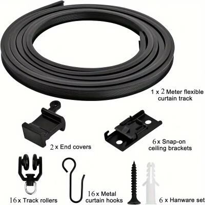 Inspired Finds Flexible Bendable Curtain Track System Heavy Duty Ceiling Or Wall Mount Curved Rail For RVs And Room Dividers 2 Meters ceiling Installation