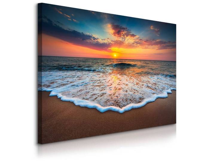 LEINWANDBILD Sonnenuntergang am Meer Landschaft 3D 90x60