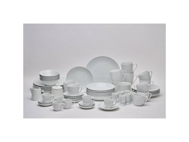 Novel Kombiservice Pisa, Weiß, Keramik, 62-teilig, Uni, 190 ml,190 ml,220 ml,270 ml,90 ml,420 ml,430 ml, Lfgb, lebensmittelecht, Geschirr, Geschirrsets, Kombiservice
