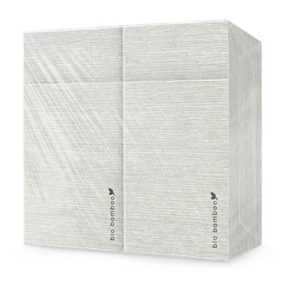 Bio Bamboo® – Einweg-Besteckserviette, 40 x 40 cm, extrem weich, kompostierbar, Bambusviskose, 600 Stück, hellgrau