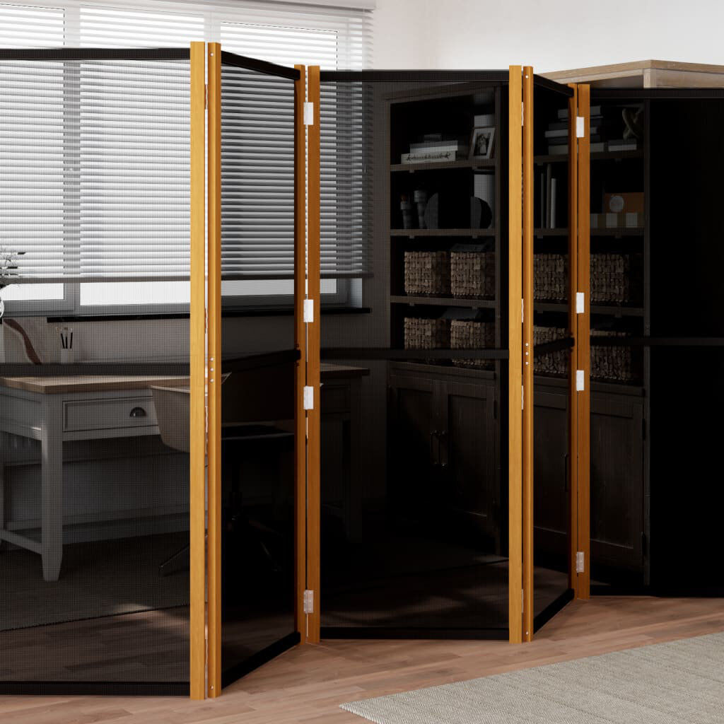 Alpen Home Metts 457.2cm H Solid Wood Folding Room Divider Black 180cm H x 420cm W