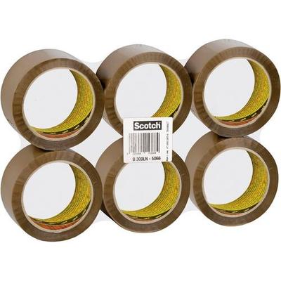 Scotch Verpackungsklebeband Leise abrollbar Braun 50 mm (B) x 66 m (L) Kunststoff Low Noise 6 Rollen