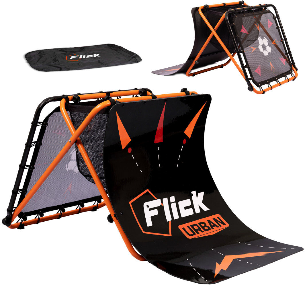 Football Flick Urban Skills Training Rebounder and Net Black & Orange 75cm H X 80cm W X 120cm D