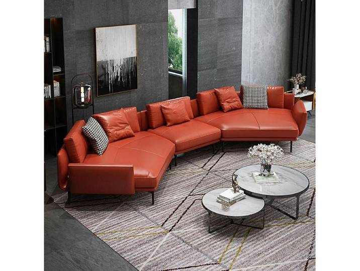 Xlmoebel Wohnlandschaft Elegantes U-förmiges Ecksofa mit hochwertiger Ledergarnitur, Hergestellt in Europa
