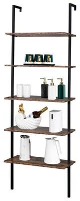 karlinc 5-Tier Industrial Wood Ladder Bookcase with Metal Frame