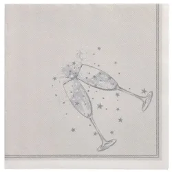 Papstar 160 Servietten "ROYAL Collection" 1/4-Falz 40 cm x 40 cm silber "Festivity"