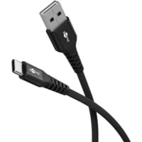 Supersoftes USB 2.0 Textilkabel, USB-A Stecker > USB-C Stecker schwarz, 1 Meter
