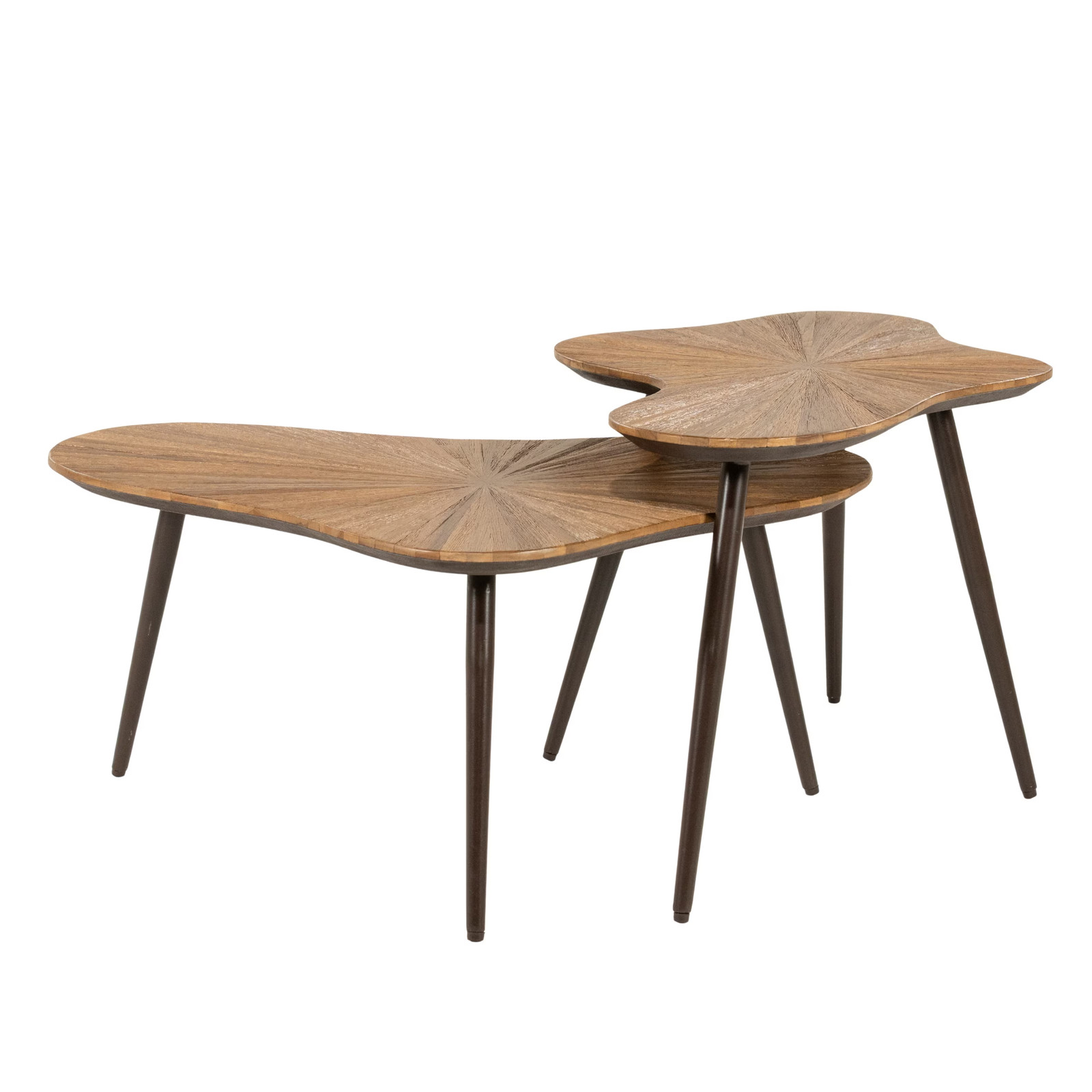 By-Boo Organische Salontafel Loma Teakhout, Set van 2 stuks, Natuurlijk